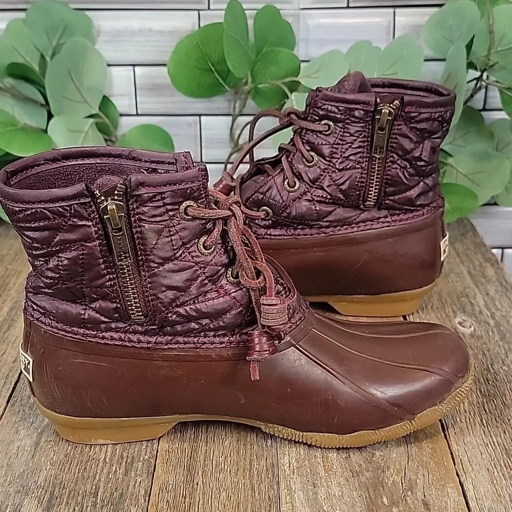 Speery Saltwater quilted nylon duck boots Size 6